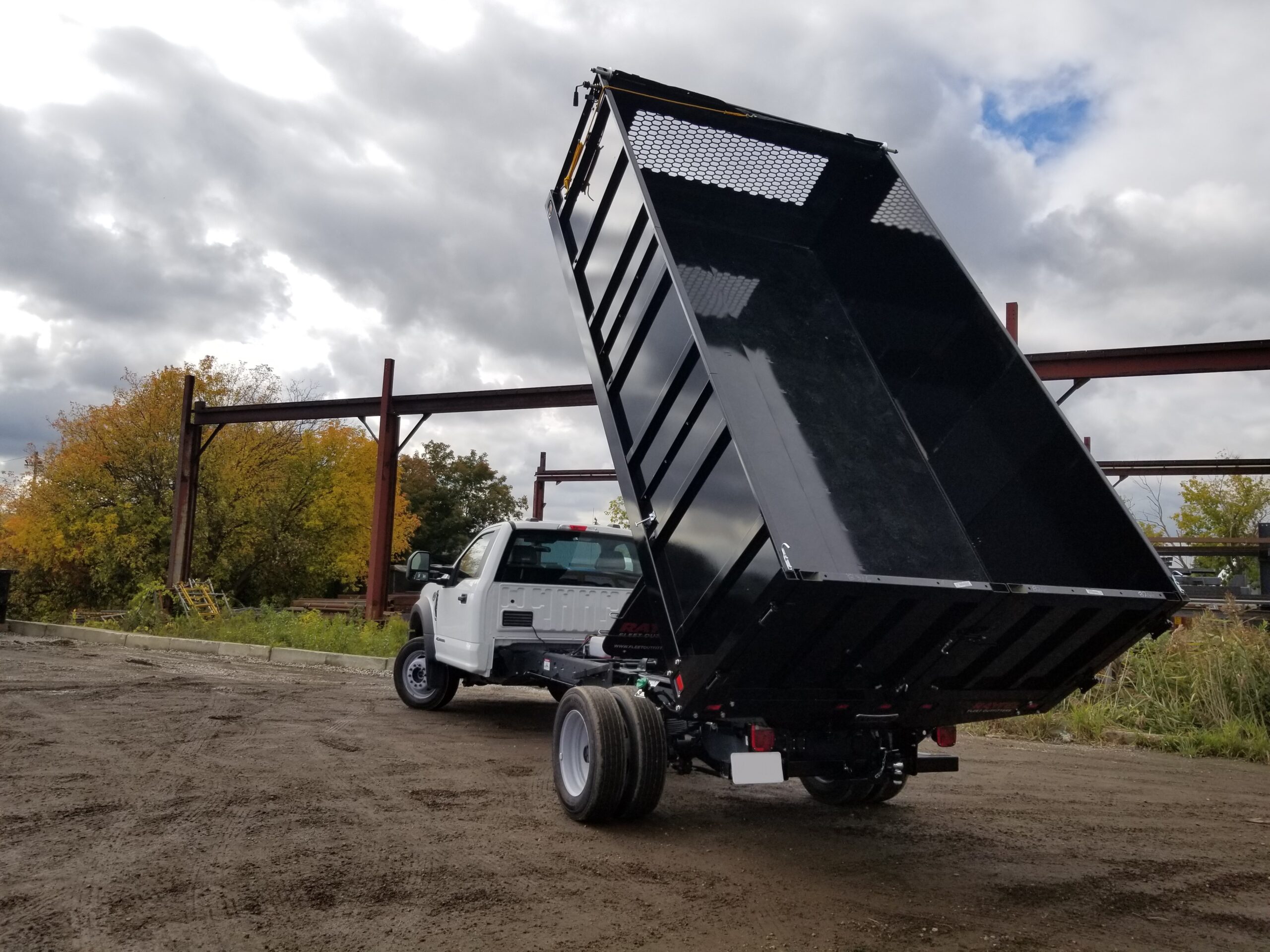14' Steel Dumping Flat Deck with Landscaper Sides