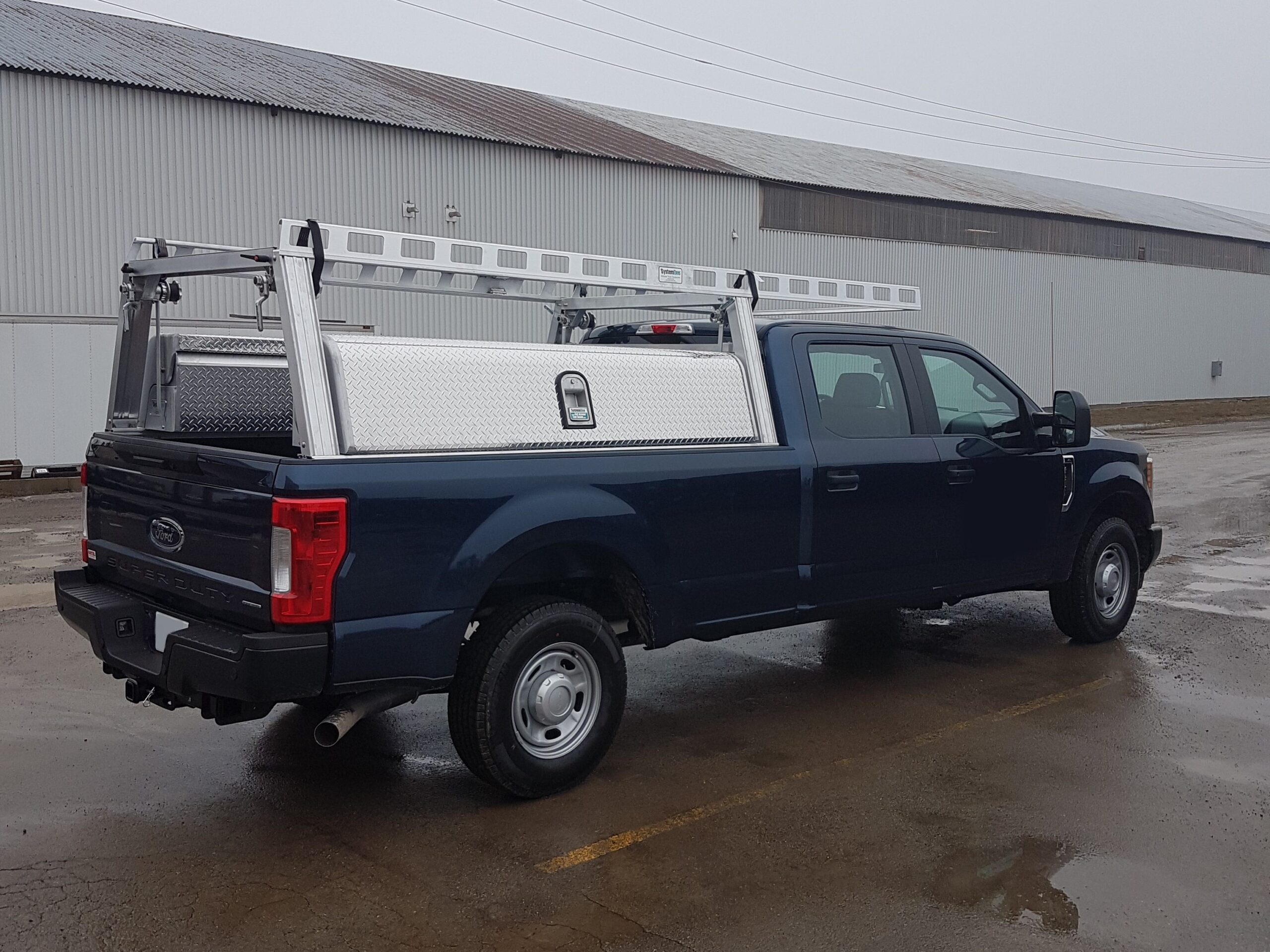 Ford F-250 Ladder Rack with Side Toolboxes & Cab Guard